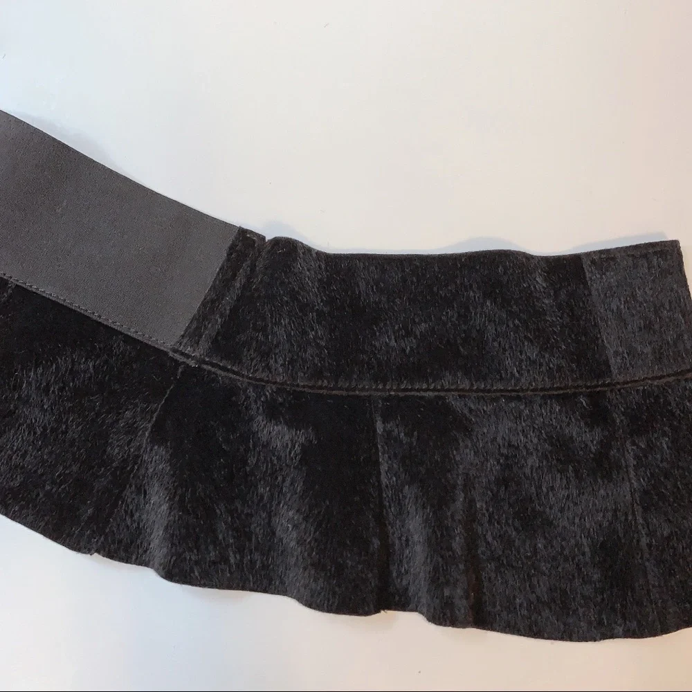 Black Flare Faux Fur Belt for Teenagers